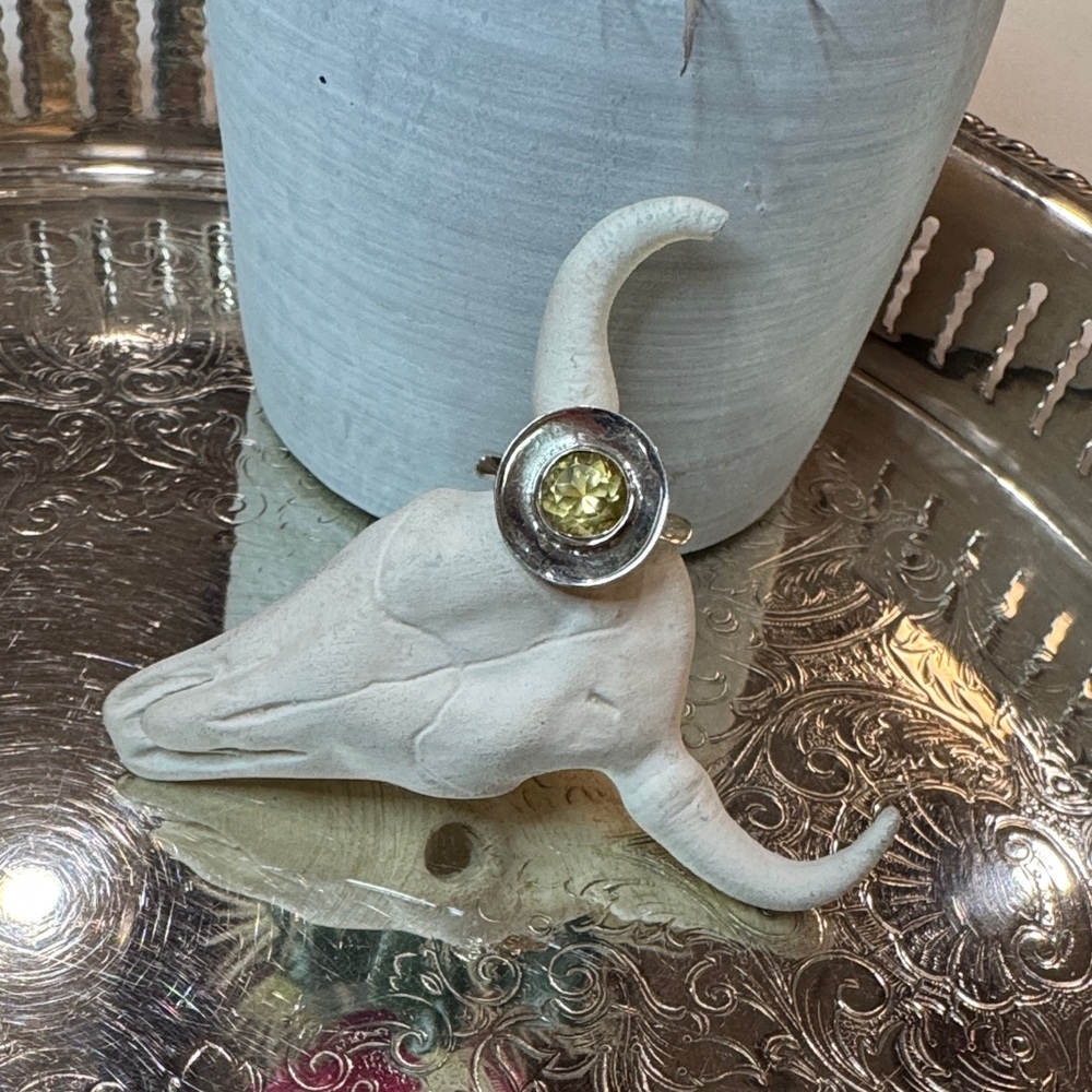 Silver and Yellow Gem Ring